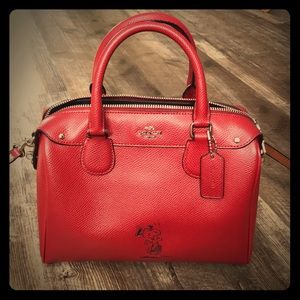 Ltd Edition Red Leather Coach Mini Bennett Satchel